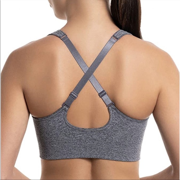 NEW PUMA 2 Pack Seamless Active Performance Sports Bra - Black / Gray - Picture 6 of 10